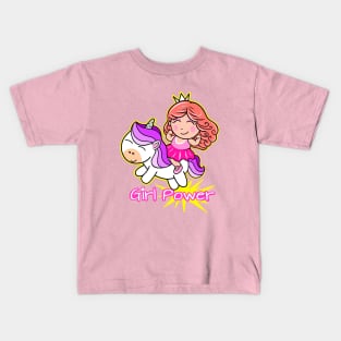 Fitness Princess and Unicorn friend Kids T-Shirt
